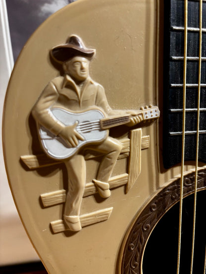 Tan Emenee Gene Autry Western Folk 1960's Plastic Toy Guitar, Small