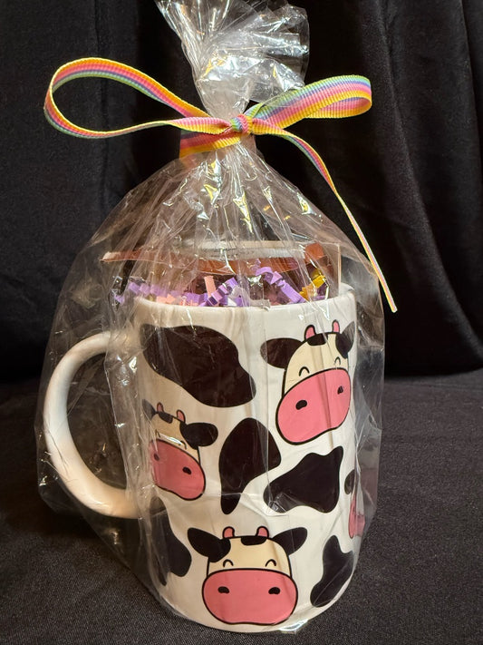 White mug with cow print and cows Mugs, 15 oz