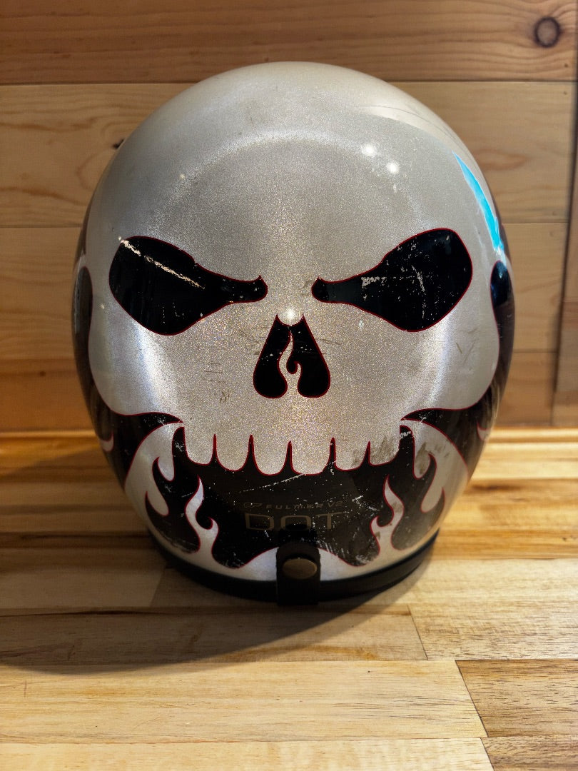 Fulmer Fulmer Reflective Flaming Skull Helmet, XXL