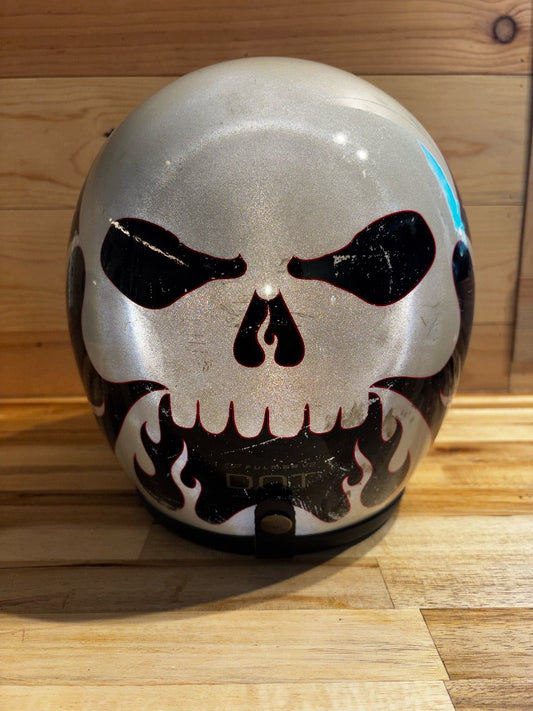 Fulmer Fulmer Reflective Flaming Skull Helmet, XXL