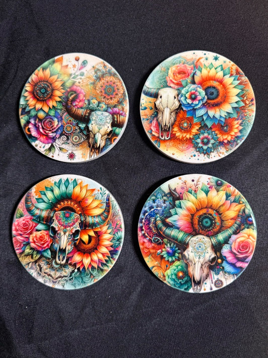 Round Ceramic Coasters set of 4