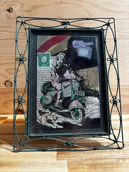 Vespa Collage "Change your Channel" Framed, 5x7