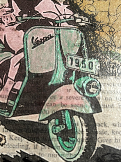 Vespa Collage "Change your Channel" Framed, 5x7