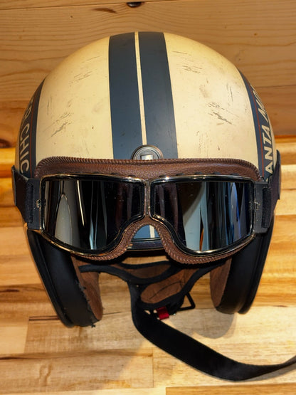 Tan  Vintage Style Helmet w/ Goggles, Large