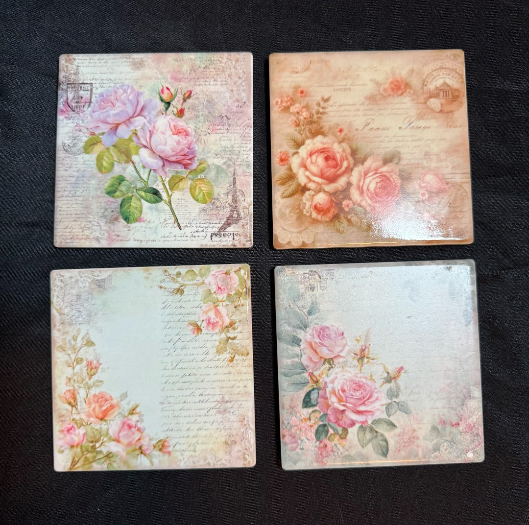 Square Ceramic Coasters Set of 4, 4x4
