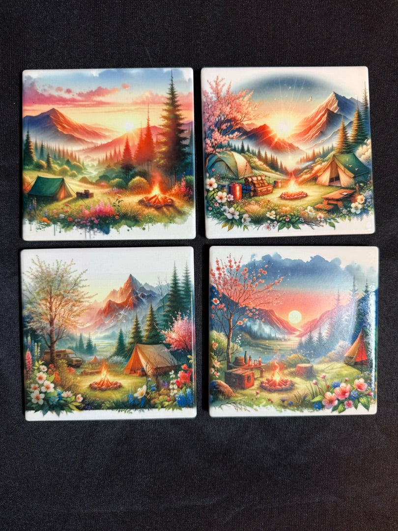 Square Ceramic Coasters Set of 4, 4x4