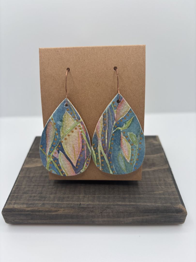 Handmade Watercolor Teardrop on Wood, 2"